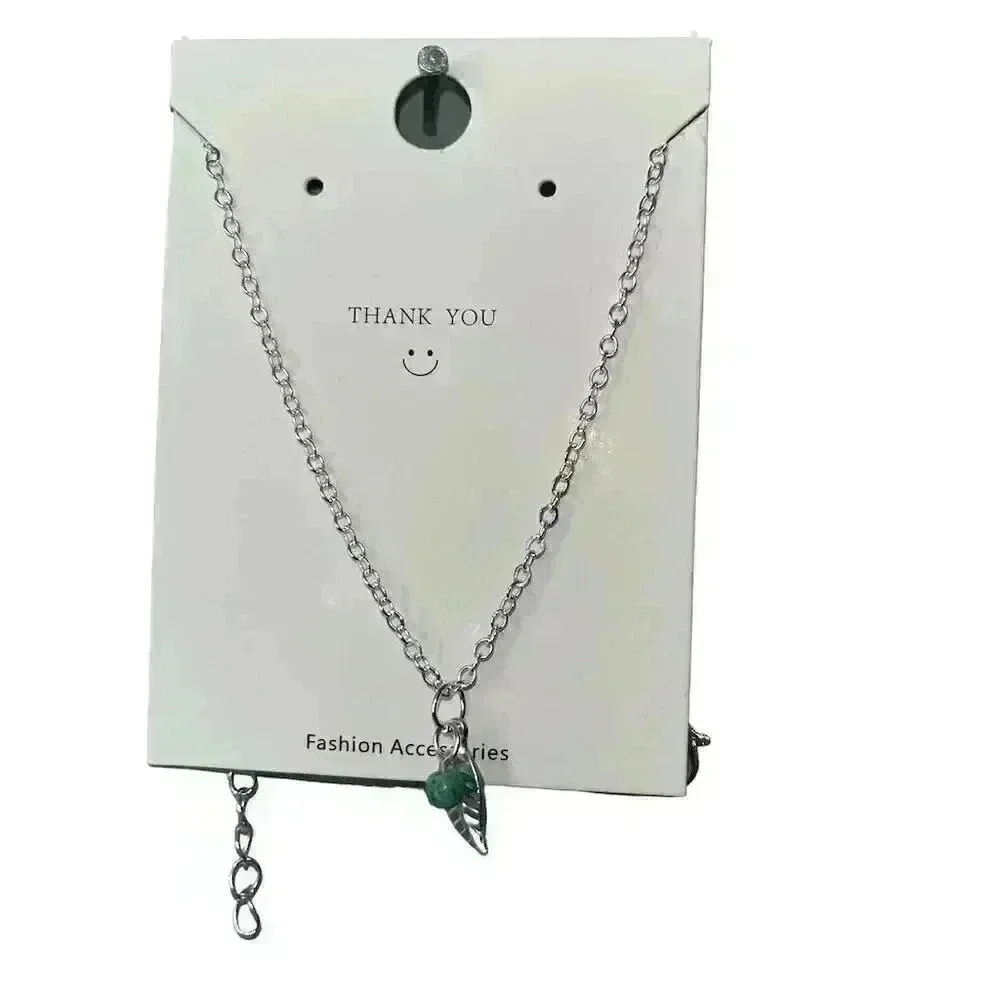 B1g1 Silver Shamrock Pendant Anklet With Green Stone Adjustable Length 8$